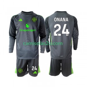 Camisolas de futebol Manchester United Andre Onana 24 Guarda Redes Criança Equipamento Alternativa 2025/26 Manga Comprida